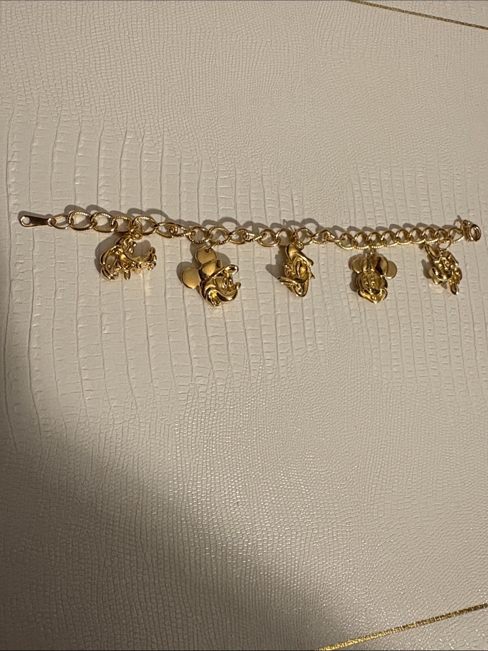 Vintage Disney Gold Charm Bracelet with Character Charms